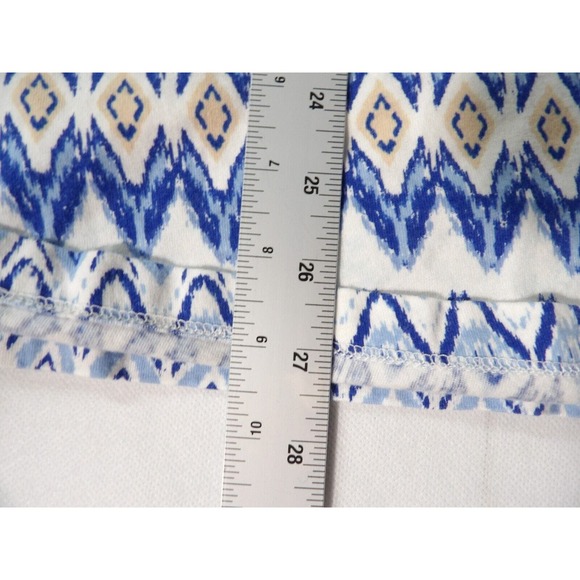 Jessica London 22/24 1X Tunic Boho Geometric Blue 3/4 Sleeve V Neck Peasant - Picture 8 of 11